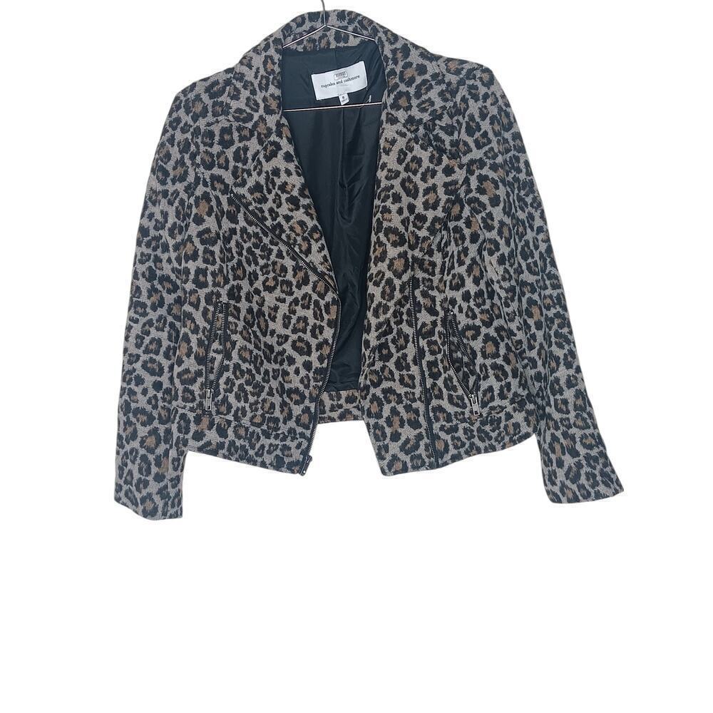 Cupcakes & Cashmere Margaux Wool-blend Jacket in Cheetah Moto Animal Print SZ S - Picture 5 of 16